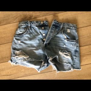 High waisted jean shorts